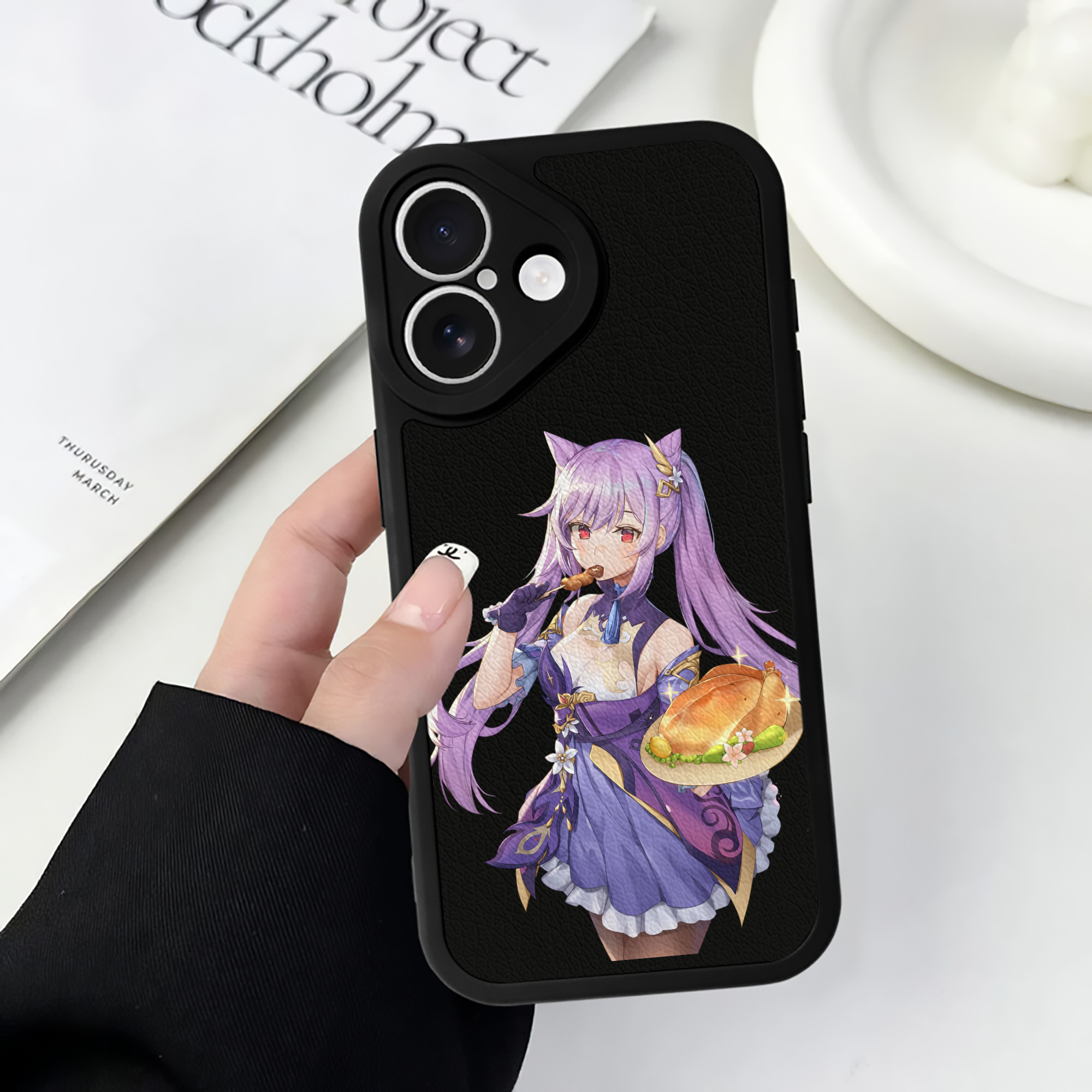 げんし神 刻晴 こくせい genshin Kokusei 【iPhone 16シリーズ対応】シリコンスマホケース（レザー調） 材質：シリコン